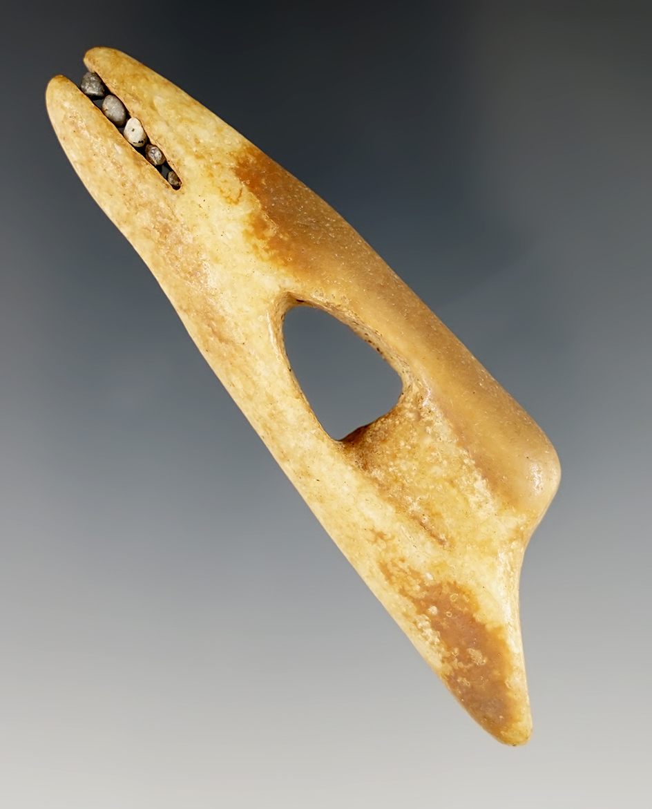 3 116" surf-polished Inuit ivory harpoon Toggle found in Alaska.