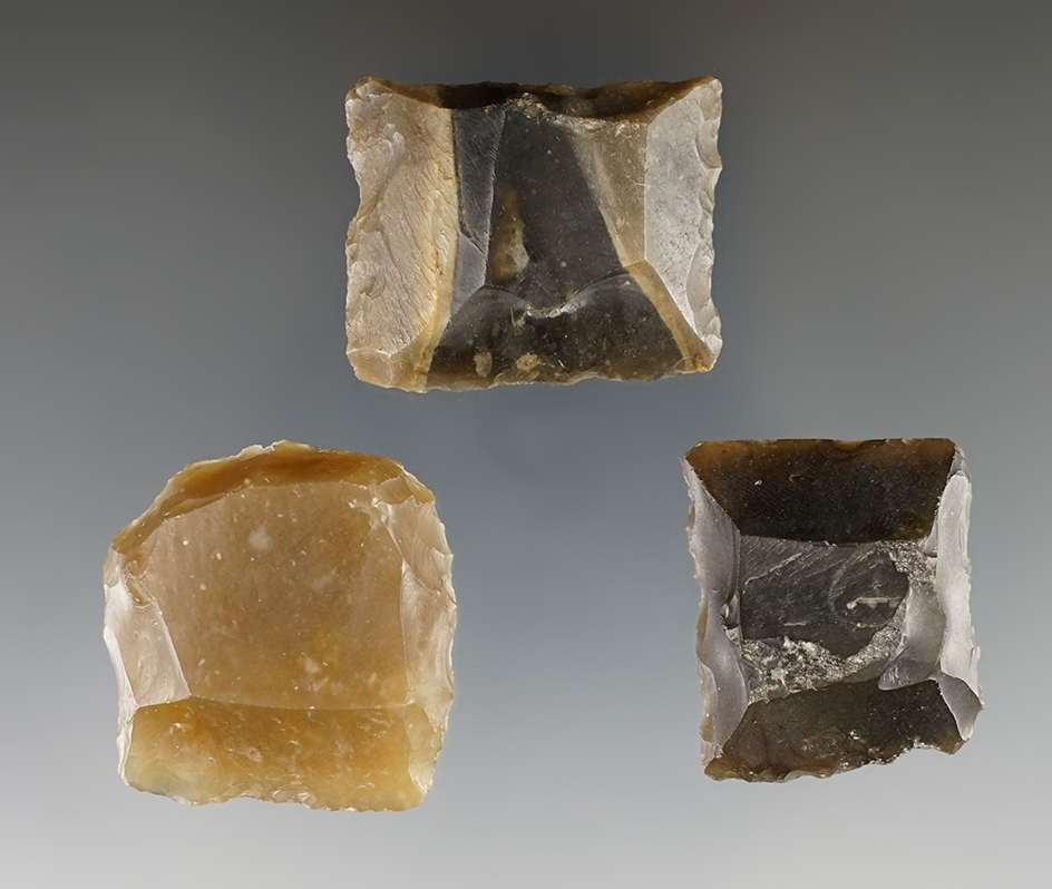 Set of 3 Gun Flints found in Ohio and Kentucky. All have Bennett COA's.