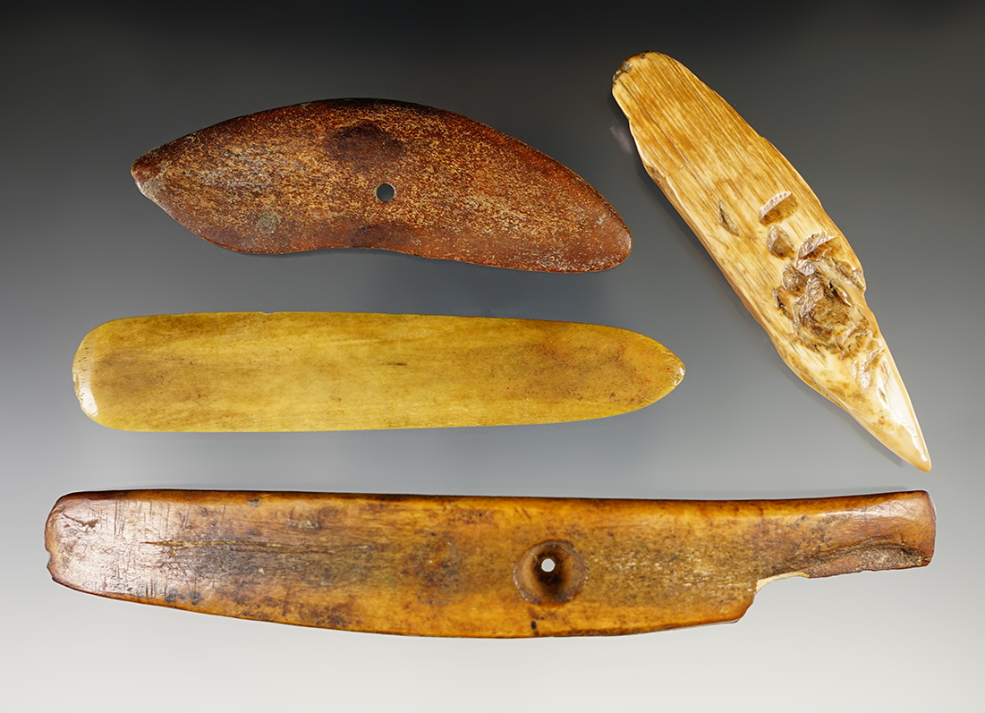 Set of Drilled Bone pieces found in Alaska. Comes with a Bennett COA.