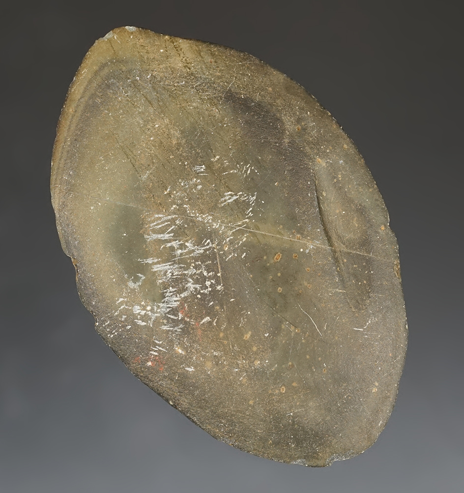 Well styled 3 1/4" ground slate knife from the Carol collection found in southern Oregon.