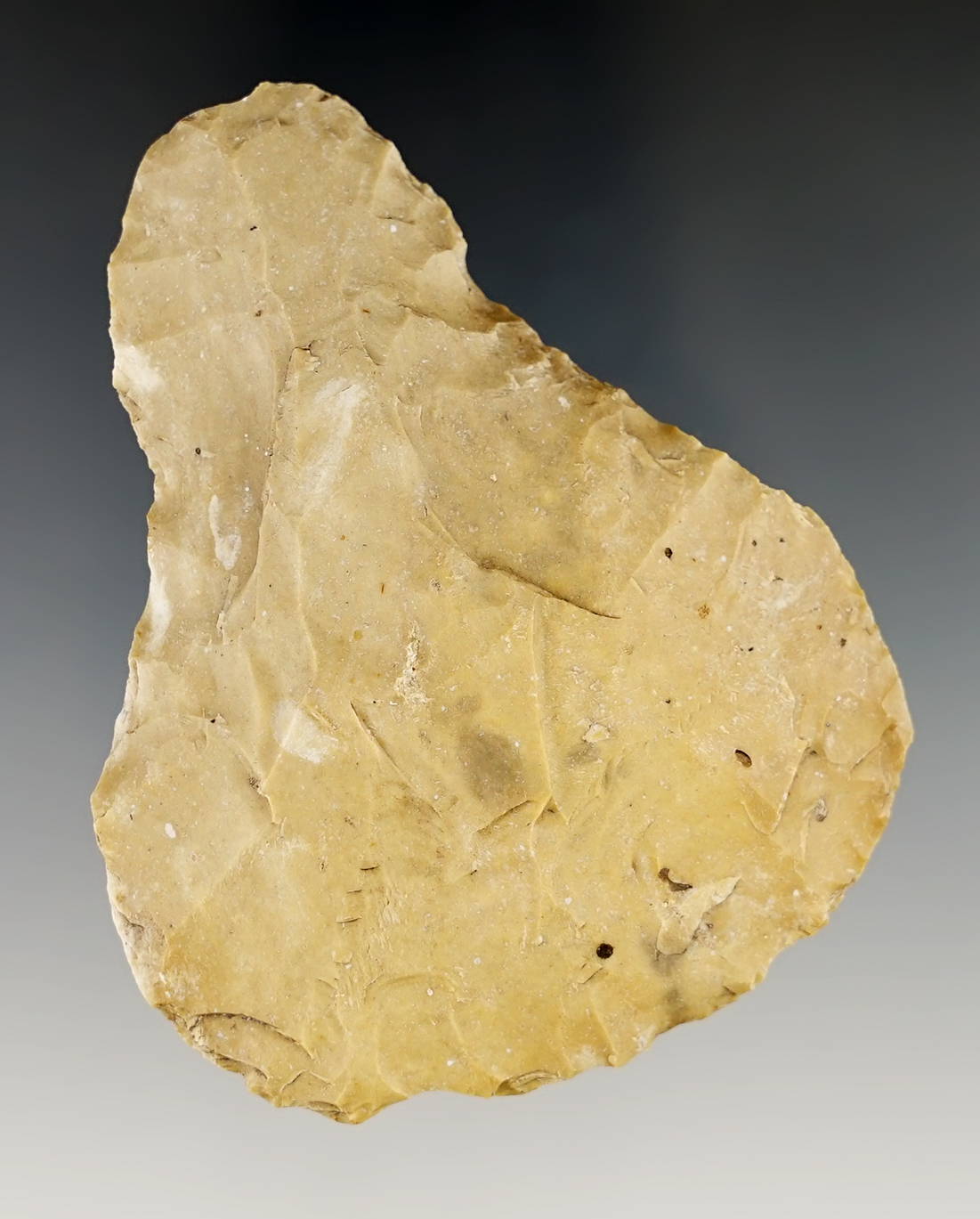 2 15/16" Miniature Flint Hoe found in the Midwest.