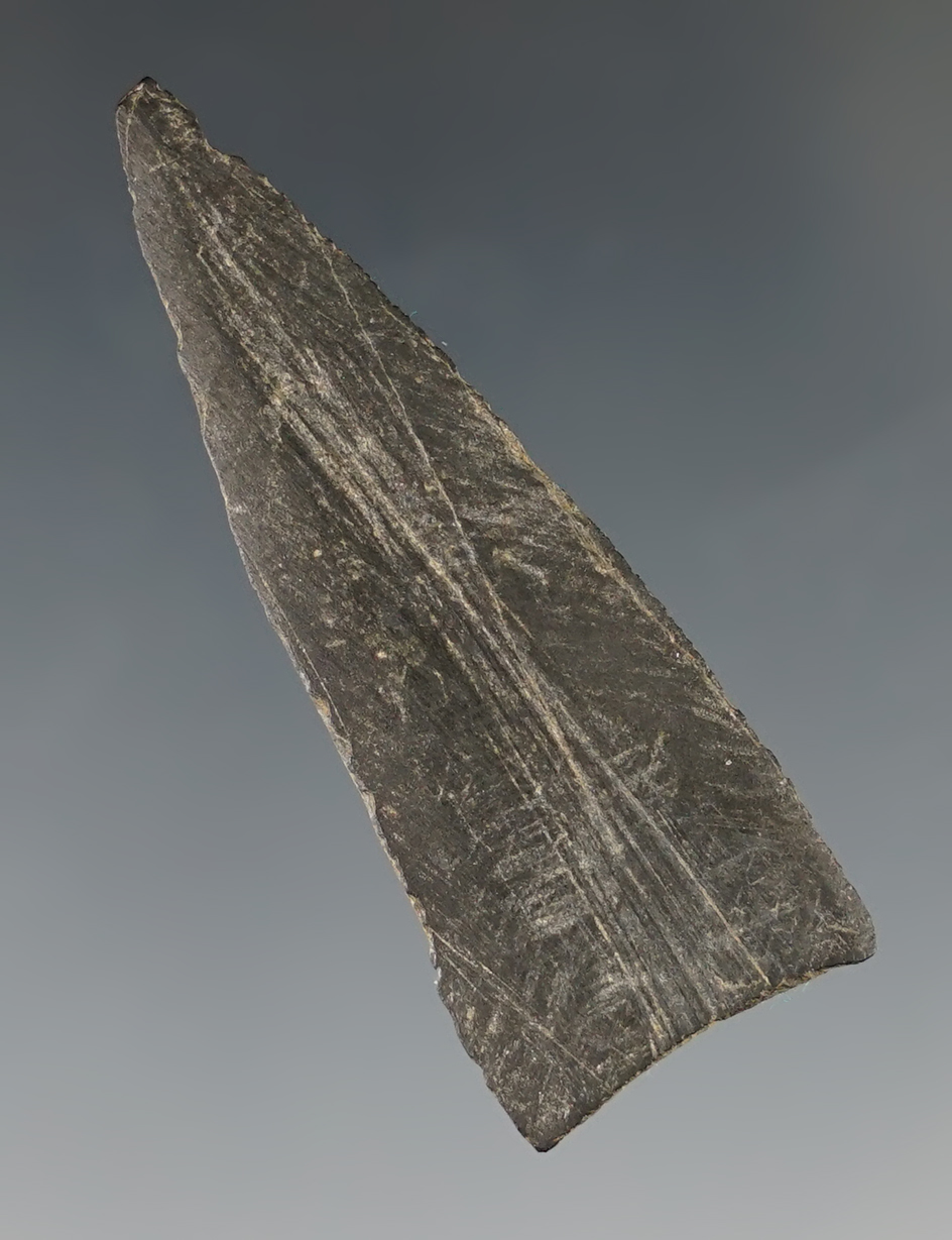 1 3/4" Projectile Point made from Slate found in Alaska. Comes with a Bennett COA.