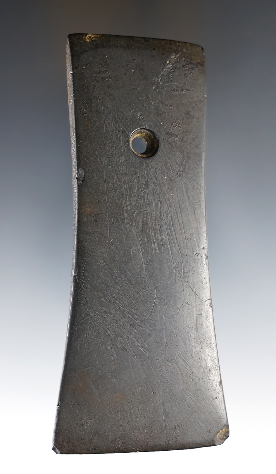 Incredible 4 1/2" Bell Pendant made from patinated black slate. Ex. Stan Copeland, Ex. Walters.