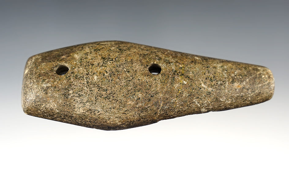 Fine 5" Expanded Center Gorget that was anciently salvaged on one end.