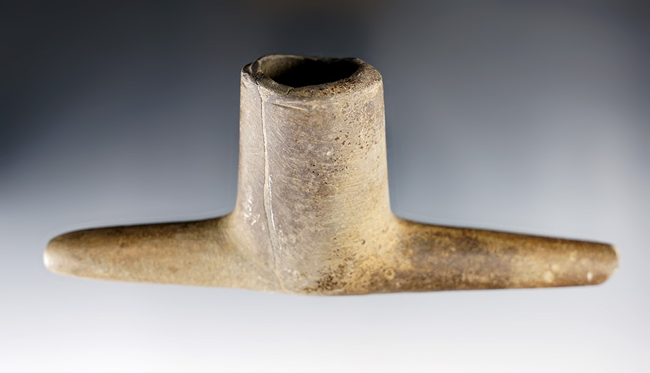 6 1/8" Protohistoric to Historic Stone Pipe which has been broken and  glued tight.