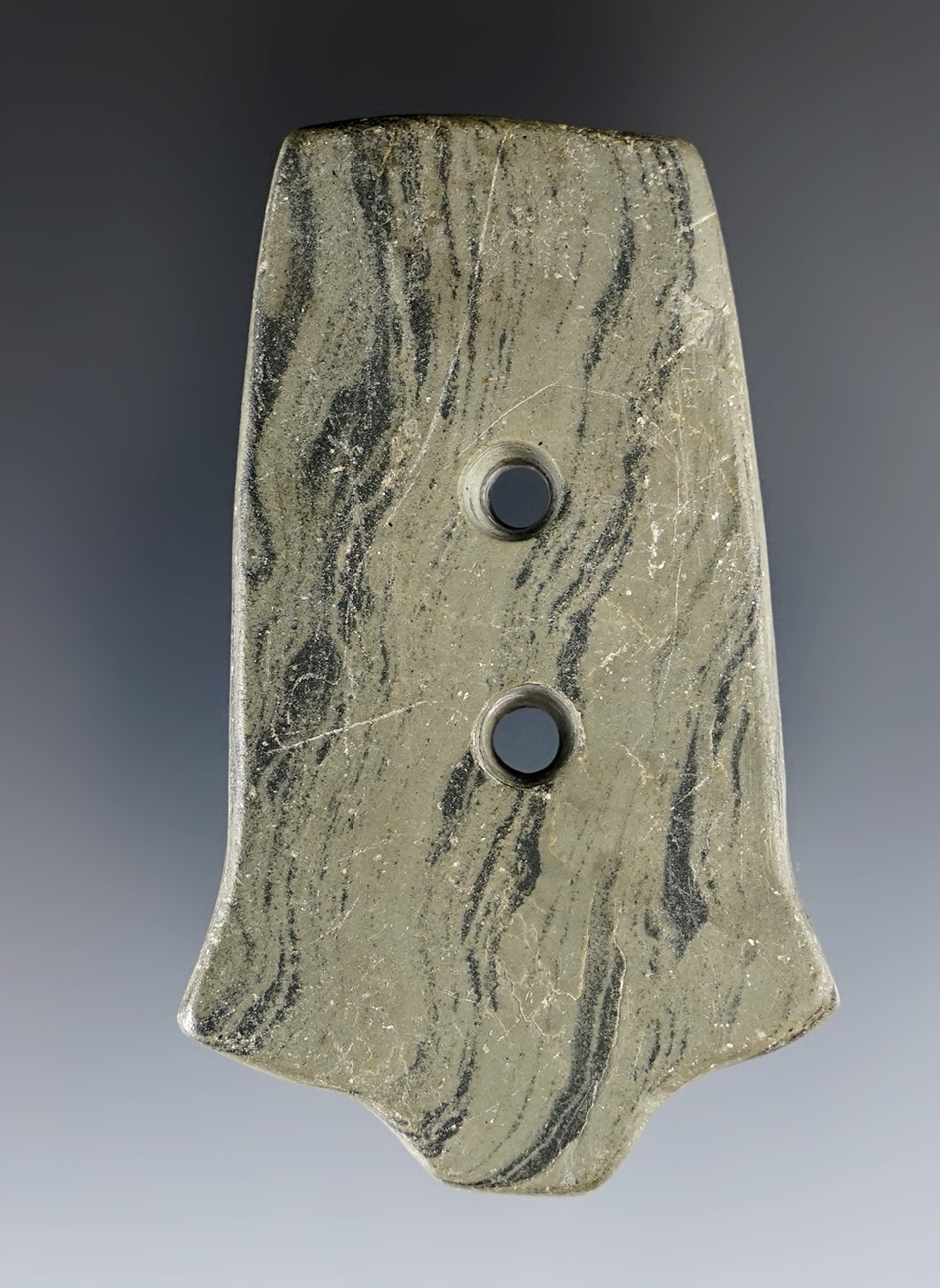 Unique 2 7/8" Eccentric Gorget - 1 mile south of Lafayette, Jackson Township, Allen Co., Ohio.