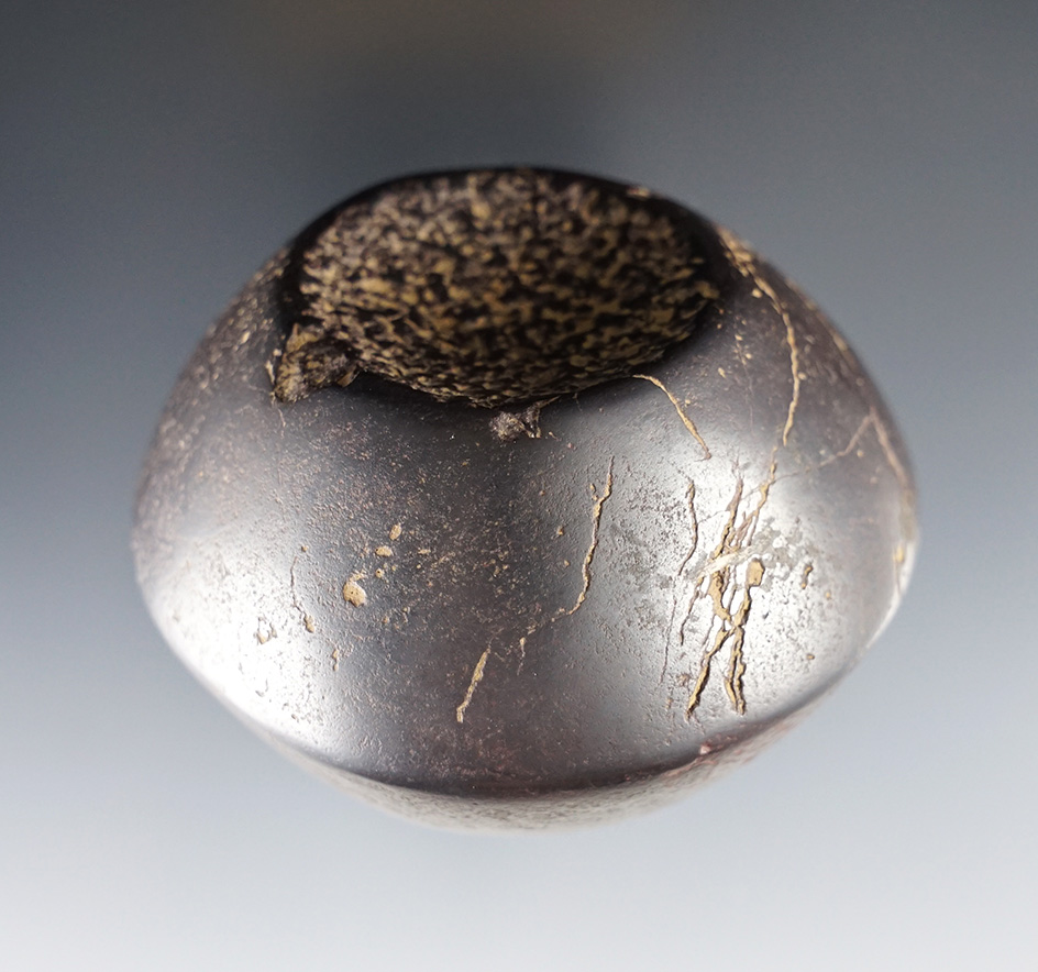 Heavy and highly polished! 2 1/2" Hematite Salt River style Discoidal - Fulton Co., Illinois. COA.