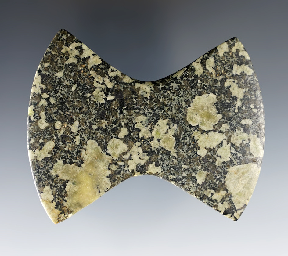 Beautiful material 2 15/16" porphyry undrilled gorget - Illinois. Dickey COA. Ex. B. W. Stephens.