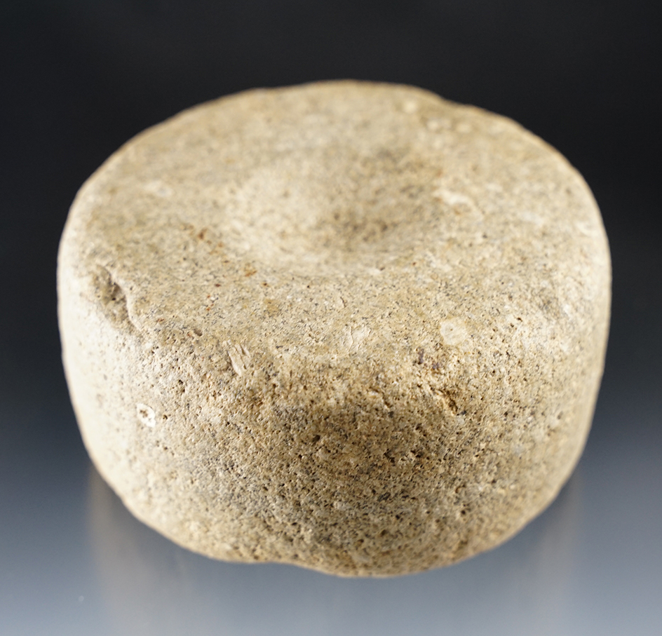 Ex. Museum! Large 3 7/8" wide x 2" tall hardstone double cupped discoidal - Kentucky. Davis COA.