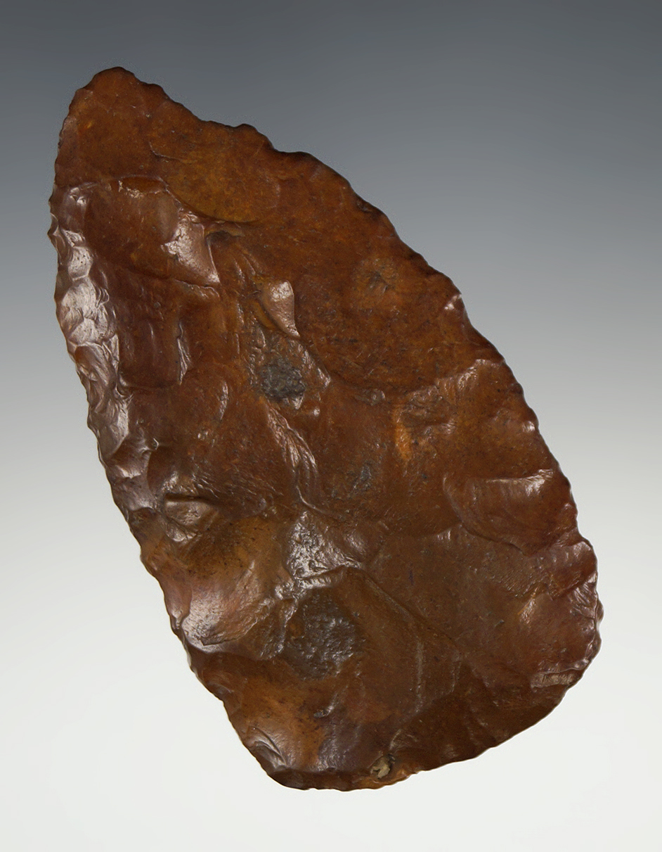 Incredible River polished!  3 3/4" River stained Flint Blade found at the Suwanee River, Florida.