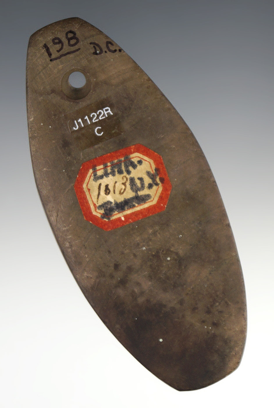 Excellent patina on this 3 7/16" Intrusive Mound Pendan - Livingston Co., New York.