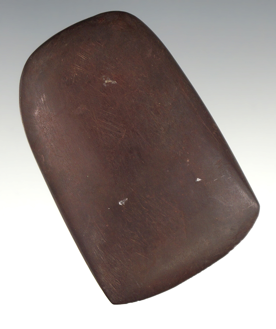 Excellent polish on this 2 3/8" Hematite Celt found in Illinois. Ex. Tom Davis, Don Magnani.