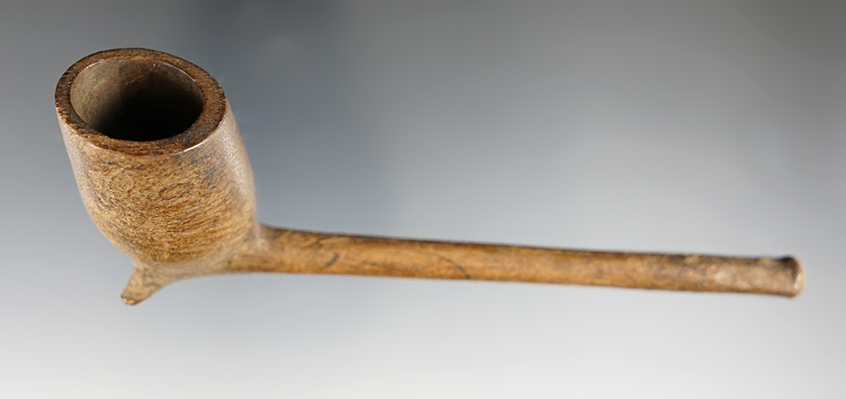 Beautifully carved colonial 5" wood pipe found in Steuben Co., New York. Circa A.D. 1650-1750.