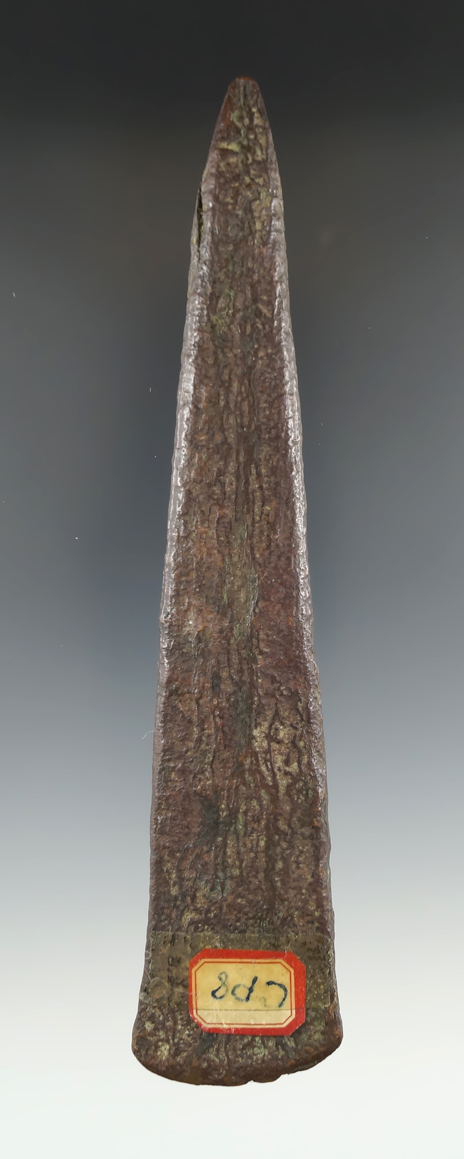 6 5/16" Hopewell copper chisel found in Michigan from the old Phil Waigle collection.