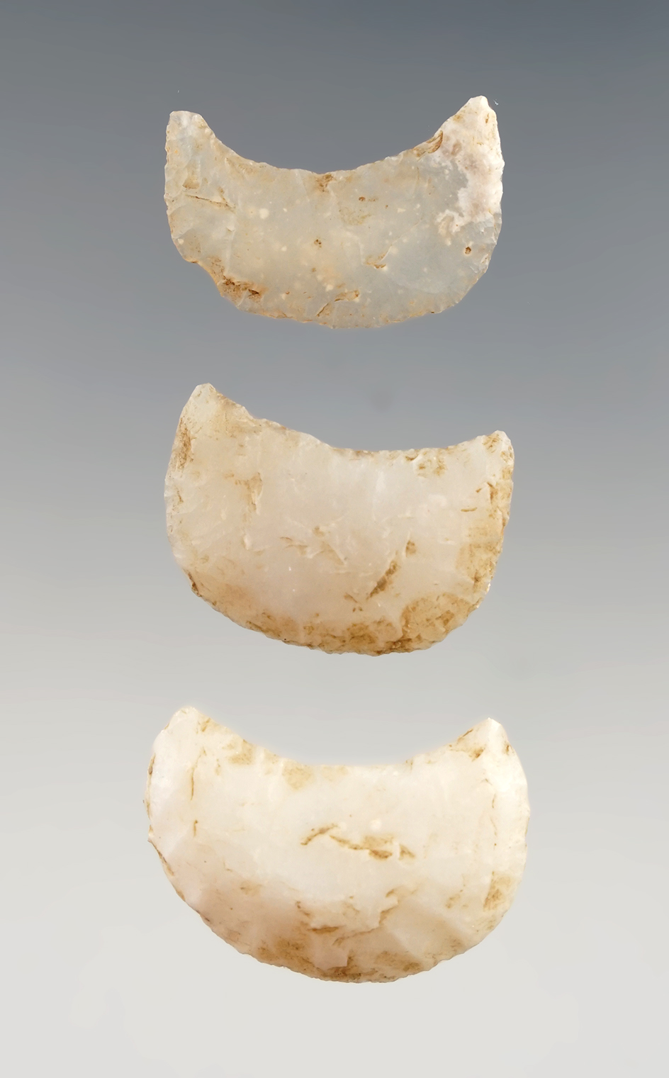 Set of three crescents found in southern Arizona by Neal Johnson of Albuquerque New Mexico.