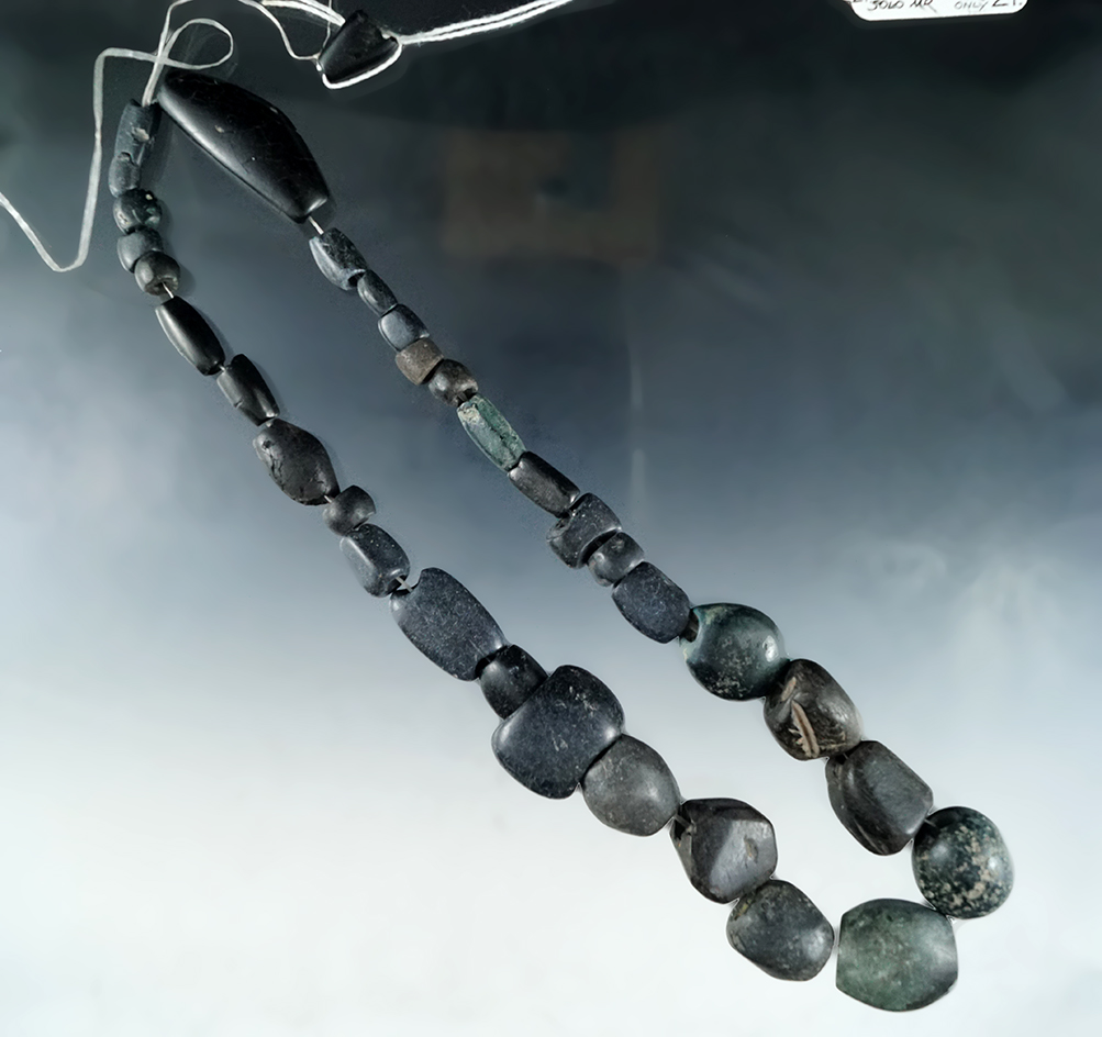 Fine 18" long strand of highly polished Columbia River stone beads found at the "Bead Patch".