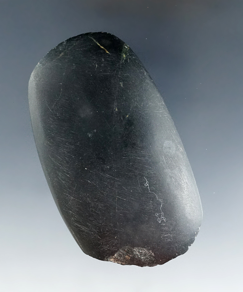 3" long black Hardstone Celt found near the Columbia River. From a Portland Oregon collector.