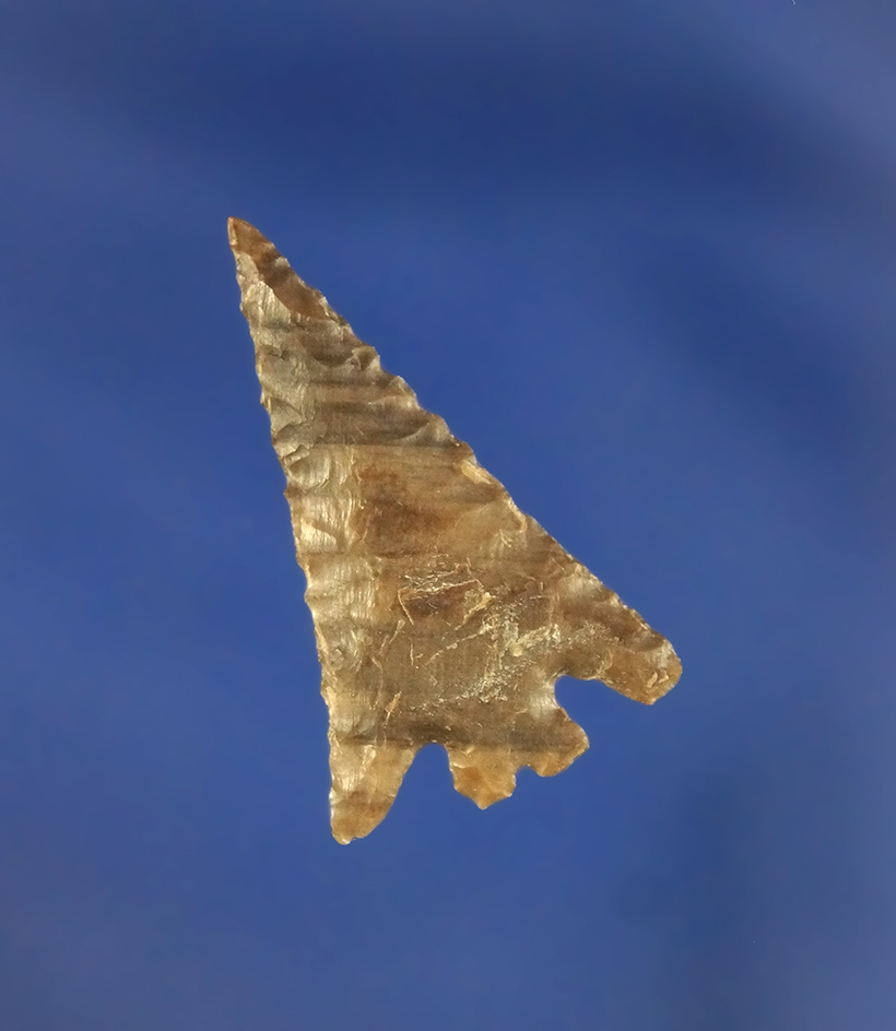 Thin and well flaked 1 3/16"  Columbia Plateau Split Stem found near the Columbia River, WA