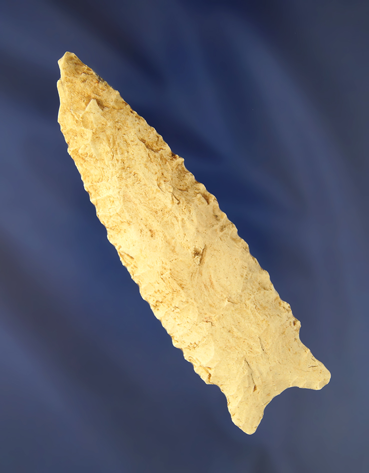 4 1/16" Turin with an ancient impact fracture to tip found in Saline Co., Missouri.  Bennett COA.