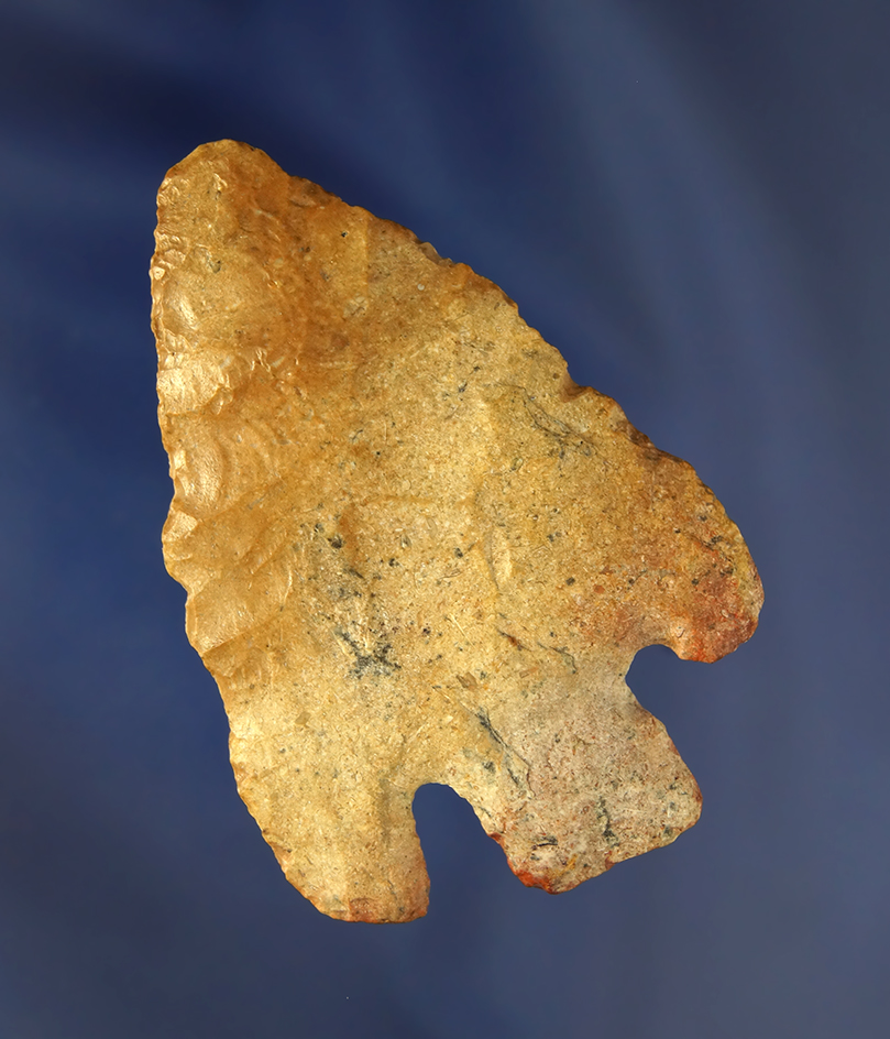 heavily patinated 2 13/16" Calf Creek  found by R. Smith in Kay Co., Oklahoma. Kay County Chert