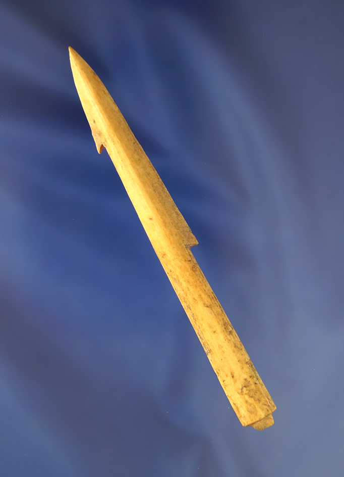 4 1/4" bone Harpoon Tip found in Alaska. Ex. Favell Museum.