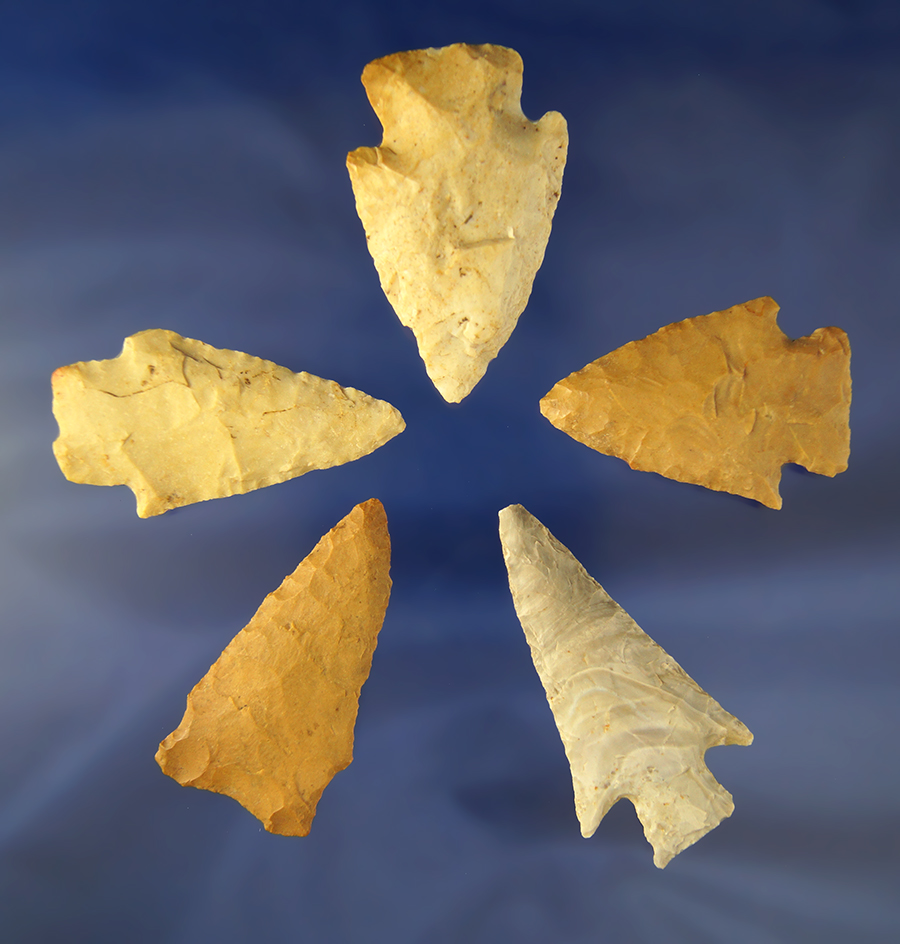 Set of 5 assorted midwestern Artifacts.  Largest is 2 1/2".