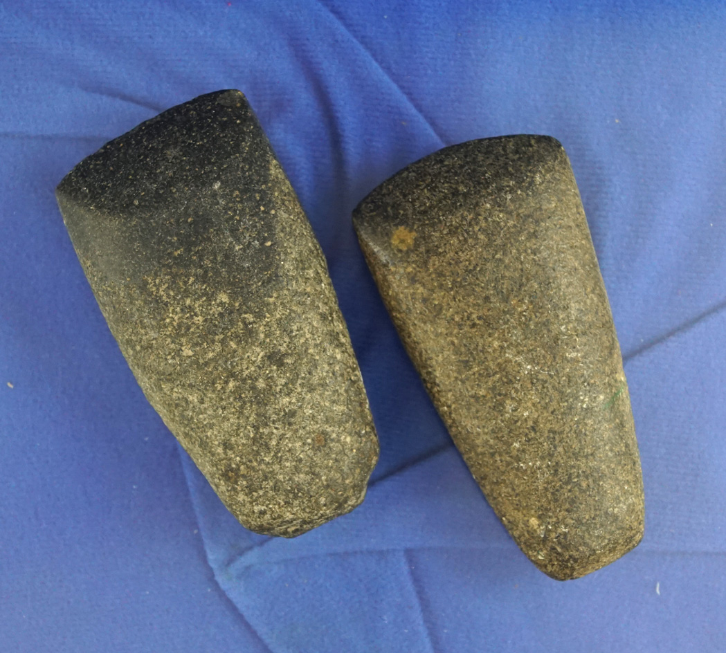 Pair of Hardstone Celts and nice condition found in Logan Co.,  Ohio. Largest is 3 5/8".
