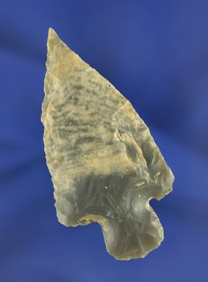 2 1/2" stemmed point with needle tip made from hornstone found in Tennessee.