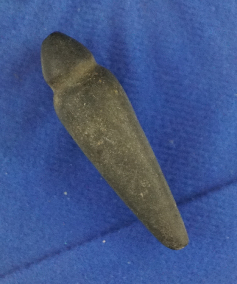 1 15/16" full grooved and nicely polished miniature stone plummet found in New Jersey.