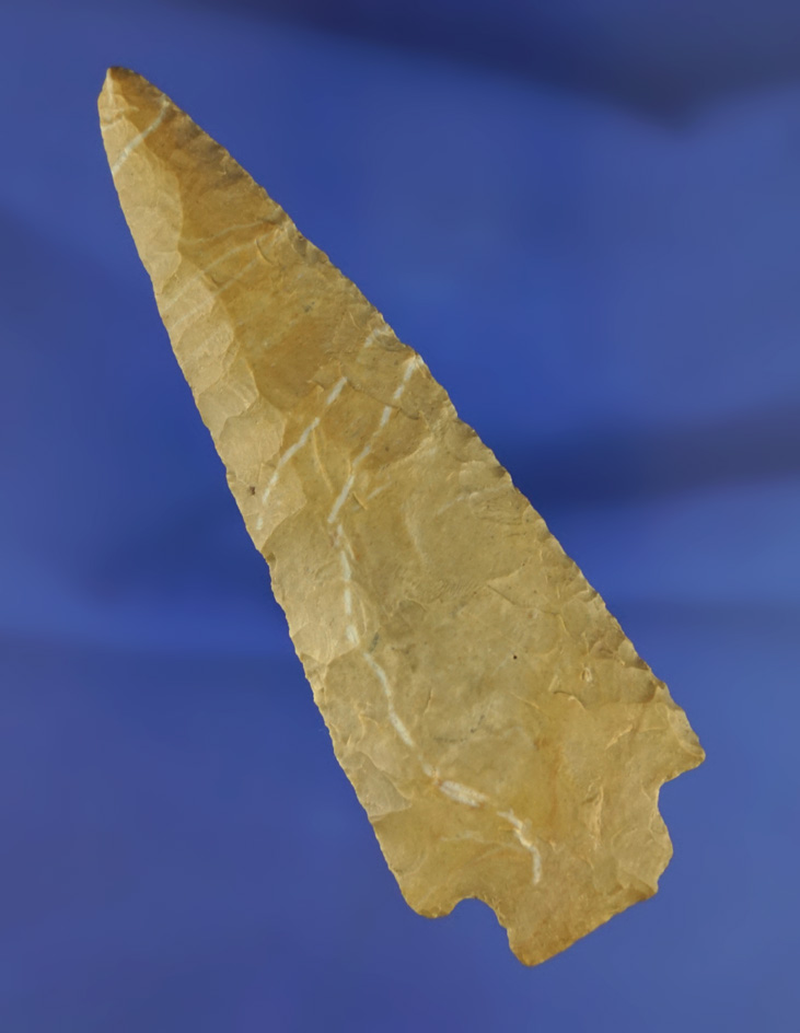 3 3/4" Benton Narrow Blade made from Fort Payne chert found in Tennessee. Bennett COA.