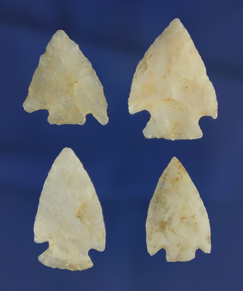 Set of four arrowheads in good condition found in New Mexico, largest is 1 1/4".