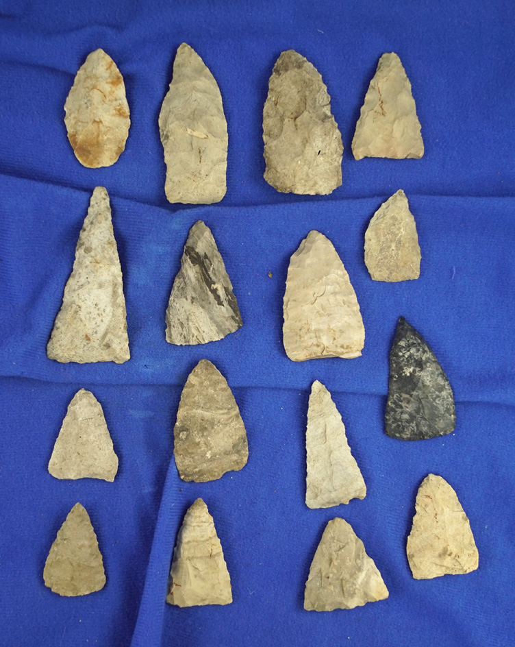 Set of 16 assorted Knives found in southern Michigan, largest is 3".  Ex. Phil Wagle.