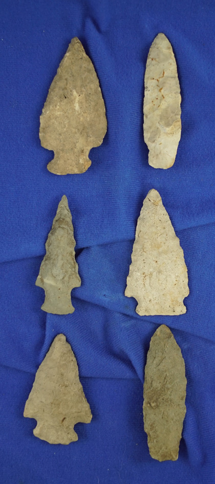 Set of six Knives found in southern Michigan, largest is 3 3/8".  Ex. Phil Wagle.