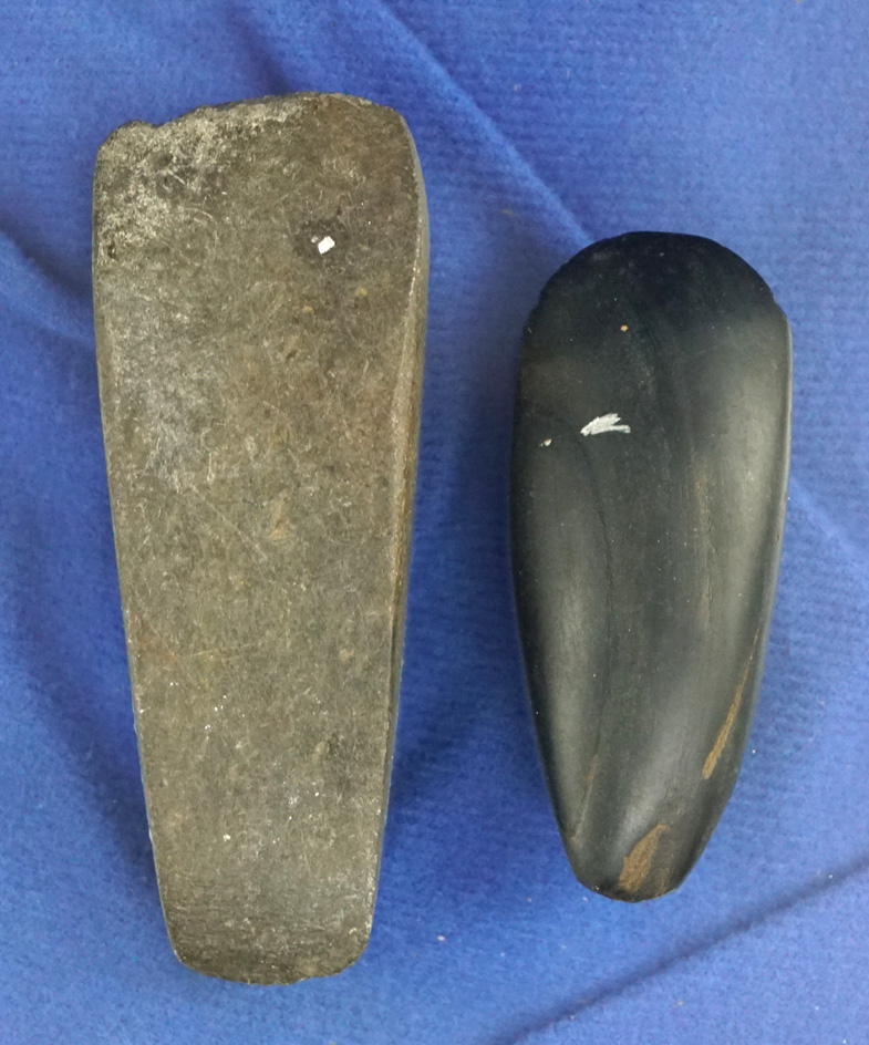 Pair of miniature Celts found in Trigg Co.,  Kentucky, largest is 3". Both are nicely polished
