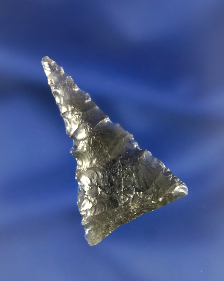 1 11/16" Triangle made from a salvaged tip - highly translucent Obsidian  found in Oregon.