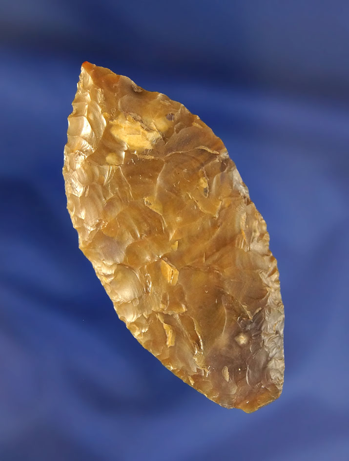 Exceptionally well flaked agate Cascade that is 2 5/8" long found on the Oregon side of the Columbia