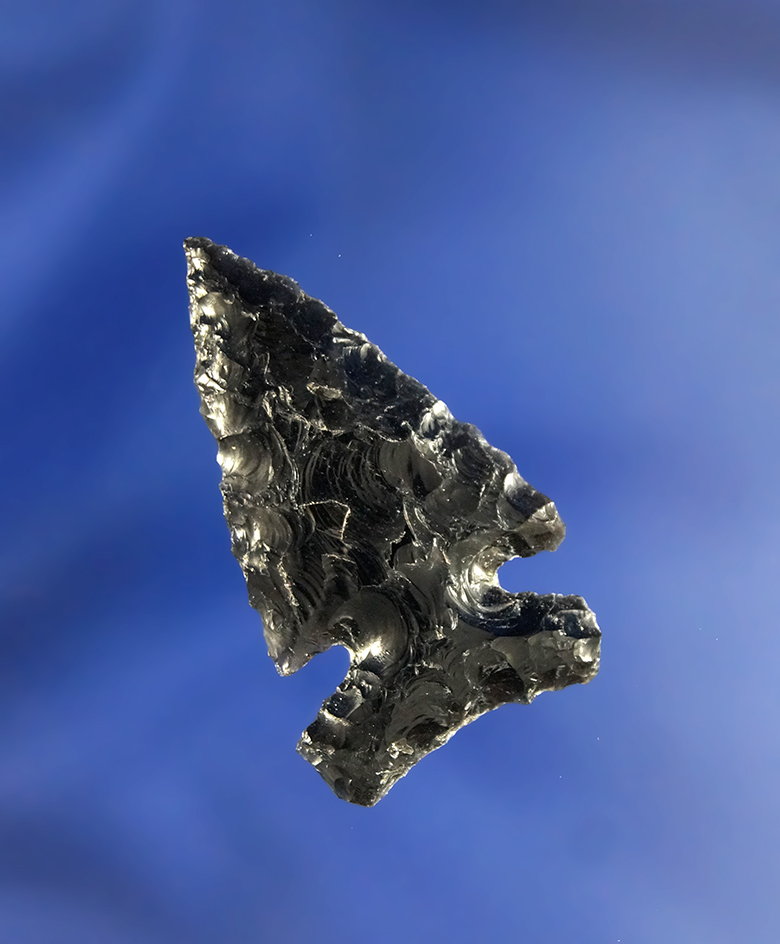 1 7/16" Northern Side Notched made from Obsidian, found in Oregon.