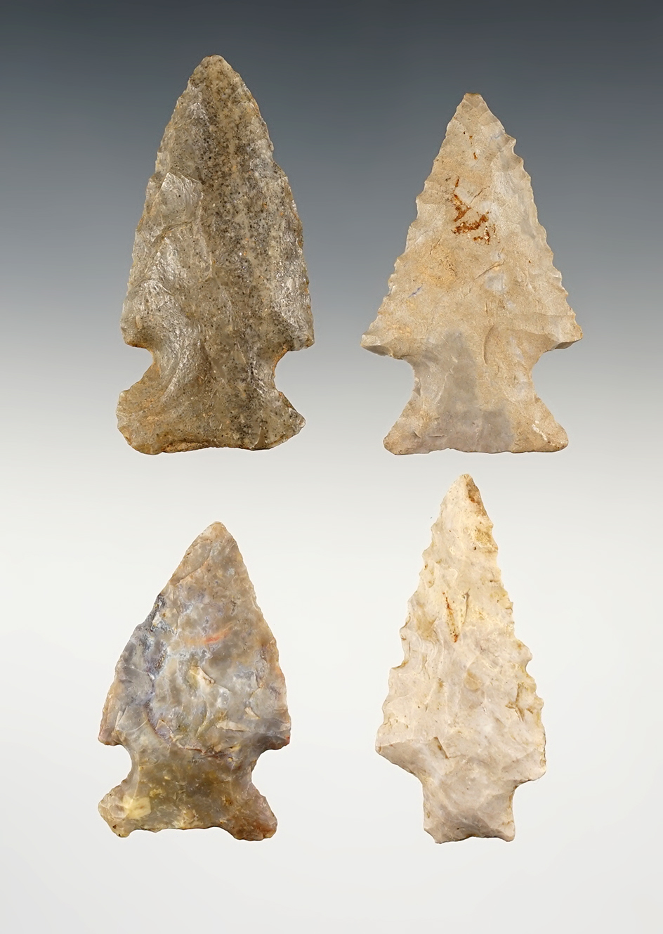 Ex. Museum! Set of 4 Kentucky points in good condition. The largest is 2 3/8".