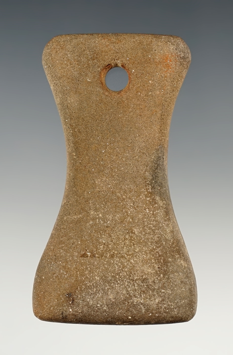 Uniquely styled 2 3/4" Pendant found in Washington Co., Ohio. Made from patinated Sandstone.