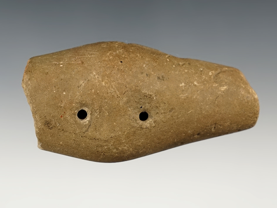 3 1/4" Expanded Center Gorget made from patinated Sandstone. Found in Summit Co., Ohio