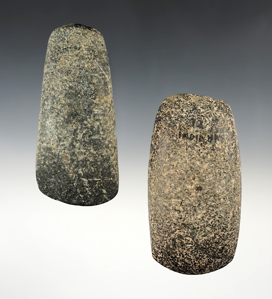 Pair of well made Hardstone Celts found in Indiana & Ohio. The largest is 4 1/8".