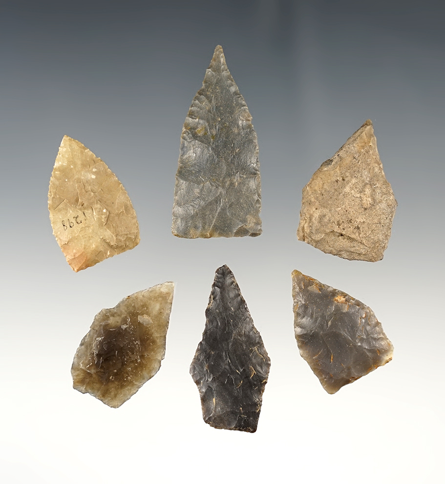 Set of 6 nicely made Jacks Reef Triangles found in the Kentucky & Tennessee area. 