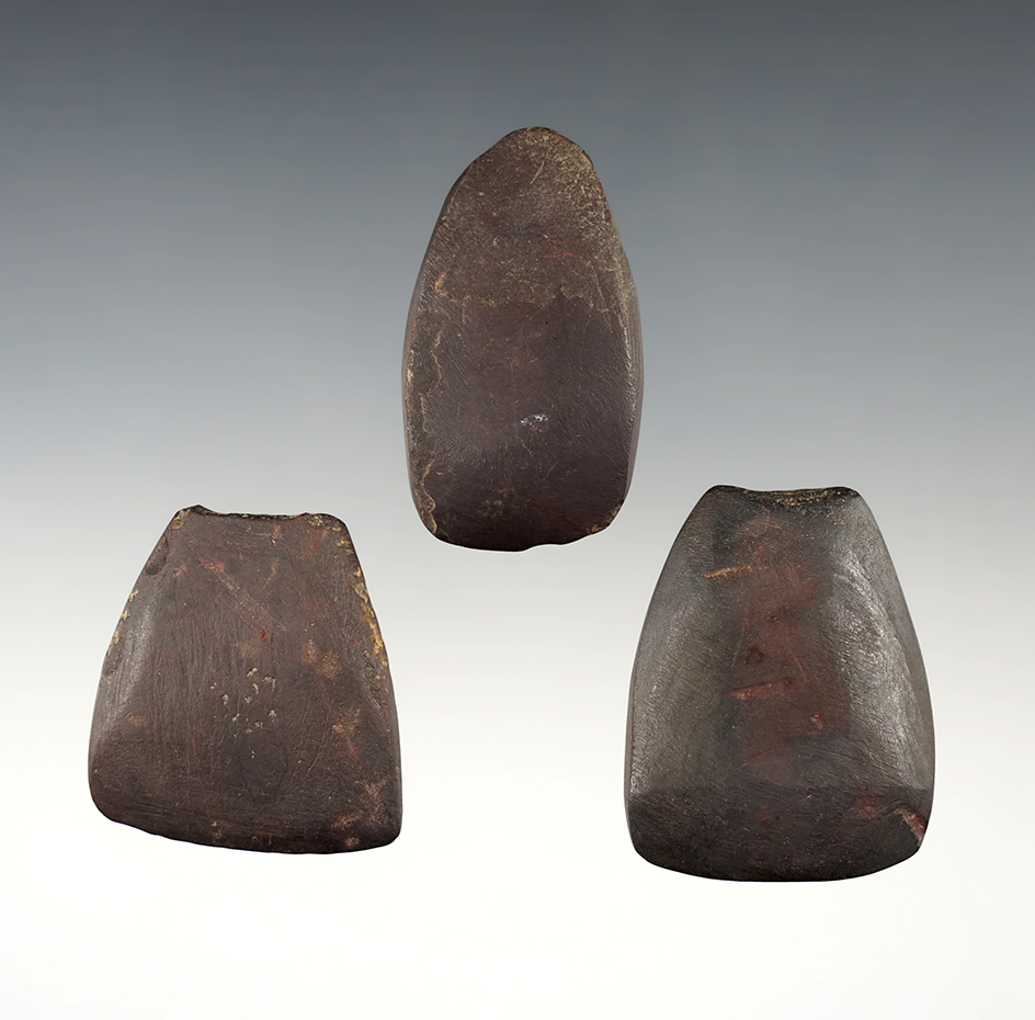 Set of 3 nice Ohio Hematite Celts. The largest is 1 15/16".