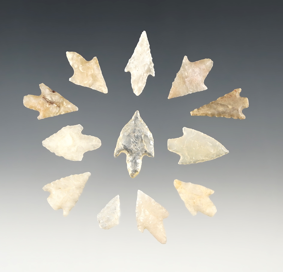 Set of 12 nice African Neolithic points. The largest is 7/8".