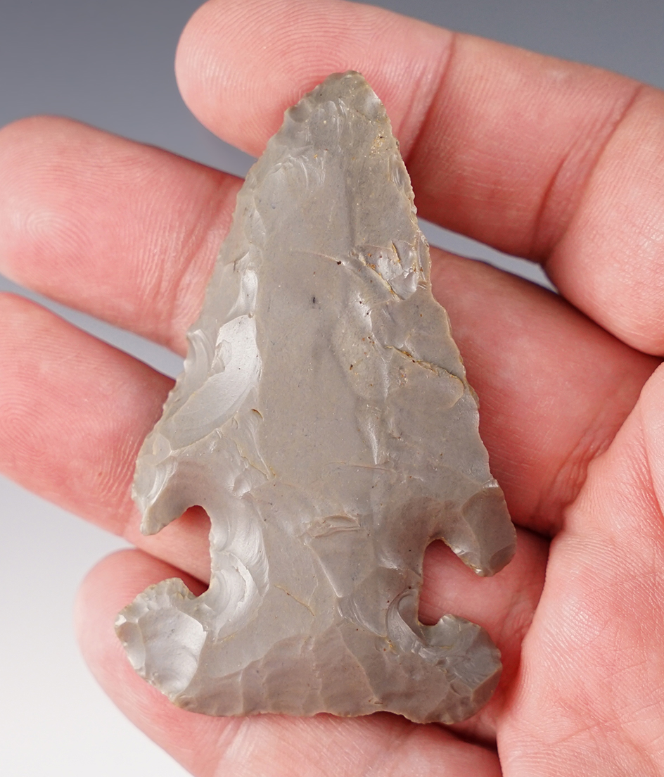 2 1/2" classic E-Notch Archaic Bevel. Great defined base style. Made from Indiana Hornstone. 