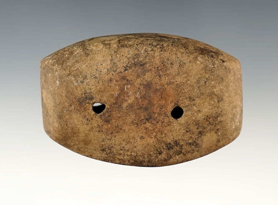 2 3/4" Sandstone Semi-Keeled Gorget found in Marion Township, Allen Co., Ohio.