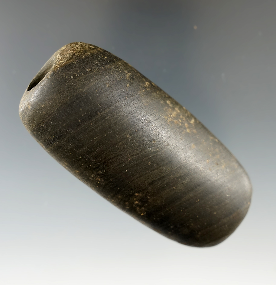 3" partially drilled slate Bannerstone found near Boughton Hill, New York. Ex. Scholff.