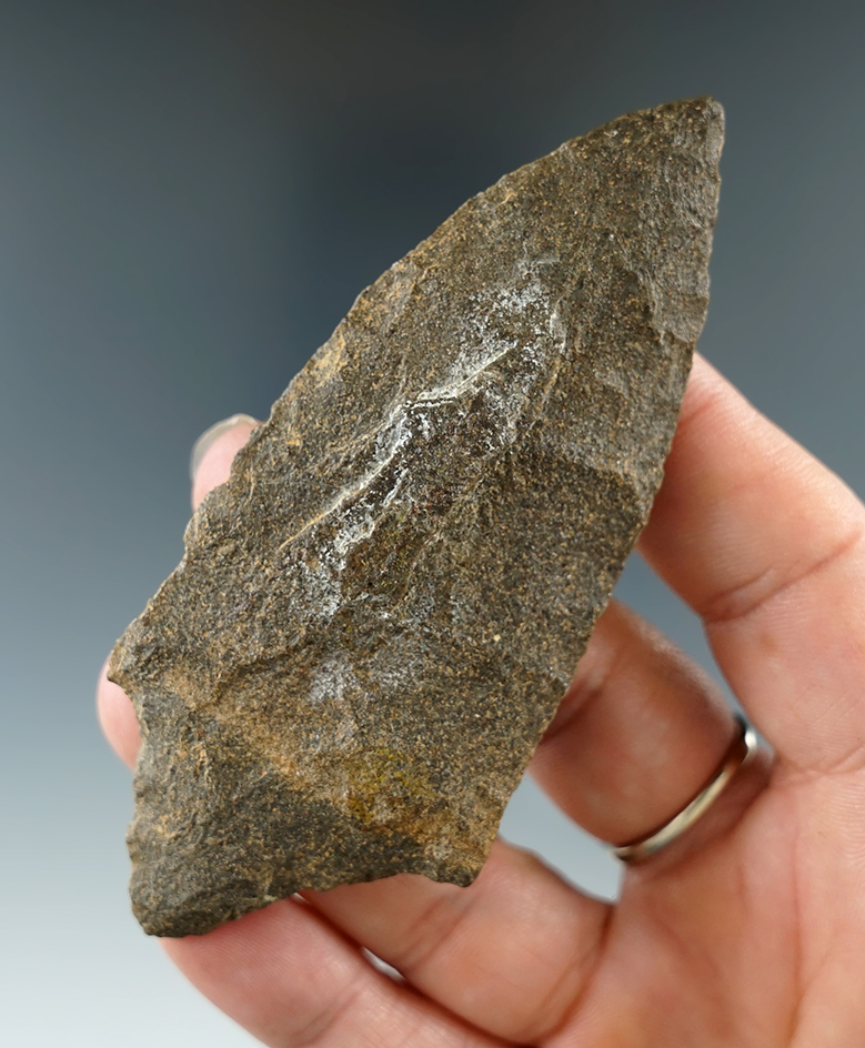 3 3/4" Morrow Mountain found in Granville Co., North Carolina. Ex. Hugh Worcester Collection. COA.