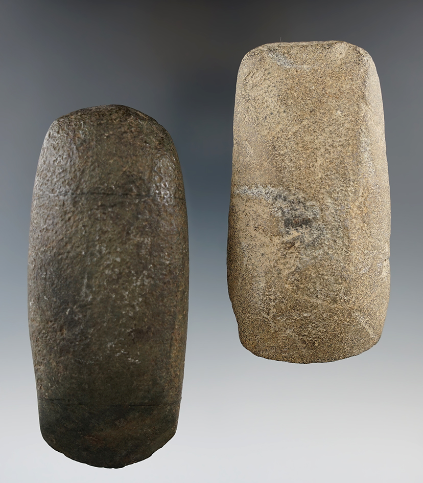 Pair of stone tools including a 4 1/8" Celt and a 3 5/8" Adze found in Livingston Co., New York.