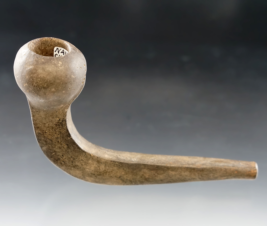 Acorn bowl clay pipe with a very unique squared stem, Shenango River, Shenango Co., New York.